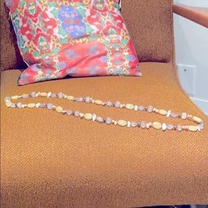 Pink/ivory and metallic black necklace